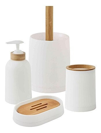 Guy Levasseur - Set salle de bain uni 4 pièces en bambou #ffffff