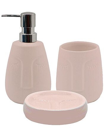 Guy Levasseur - Set salle de bain visage 3 pièces céramique rose