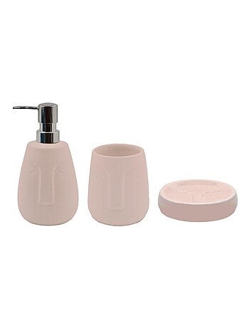 Guy Levasseur - Set salle de bain visage 3 pièces céramique rose