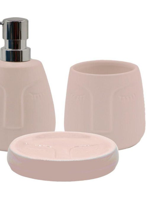 Guy Levasseur - Set salle de bain visage 3 pièces céramique rose - Kiabi