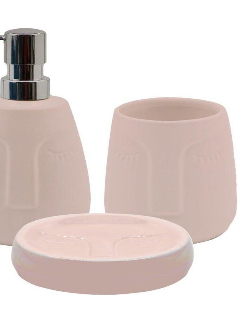Guy Levasseur - Set salle de bain visage 3 pièces céramique rose Rose - Kiabi