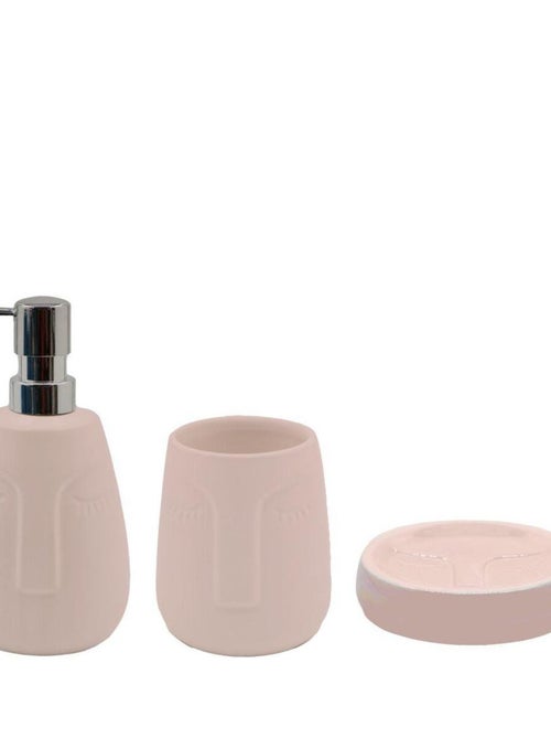 Guy Levasseur - Set salle de bain visage 3 pièces céramique rose - Kiabi