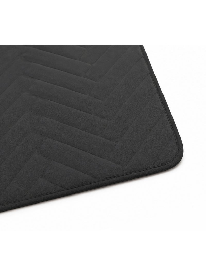 Guy Levasseur - Tapis de bain à Mémoire de Forme - Chevron Noir - Kiabi