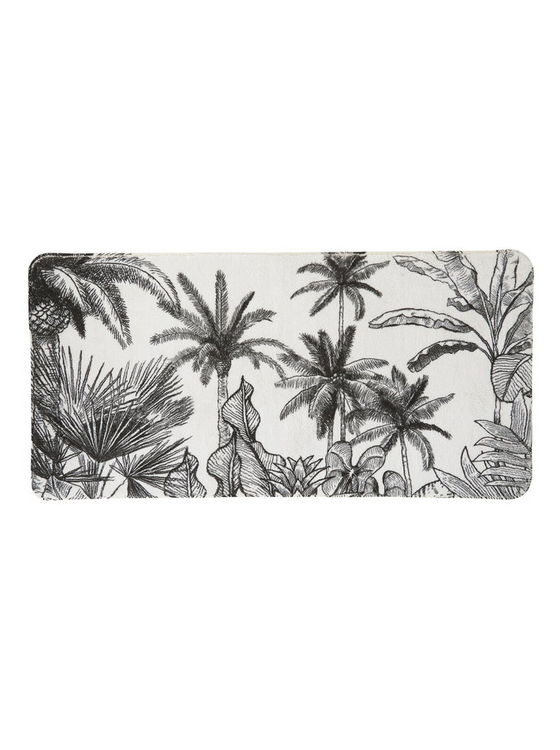 Guy Levasseur - Tapis de bain antidérapant imprimé tropical Noir Blanc - Kiabi