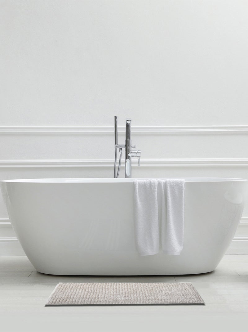 Guy Levasseur - Tapis de bain chenille 50x80 en polyester uni Ivoire - Kiabi