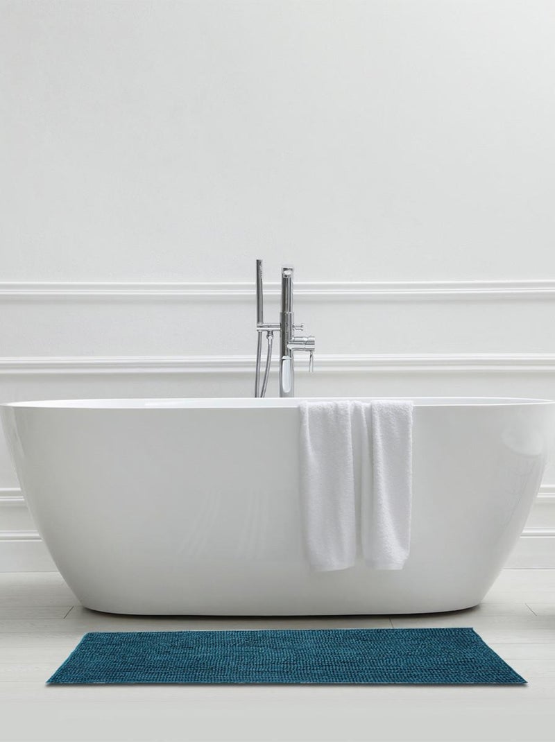 Guy Levasseur - Tapis de bain chenille 60x180 en polyester uni Bleu canard - Kiabi