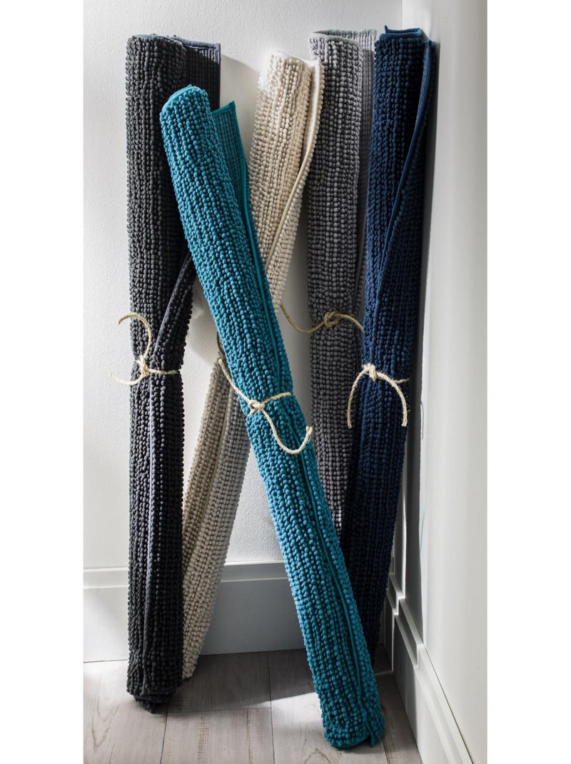 Guy Levasseur - Tapis de bain chenille 60x180 en polyester uni gris anthracite - Kiabi