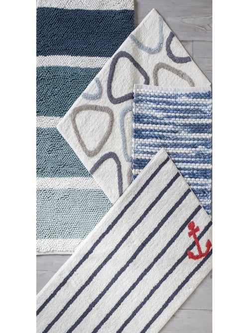 Guy Levasseur - Tapis de bain déco à rayures en polycoton - Kiabi
