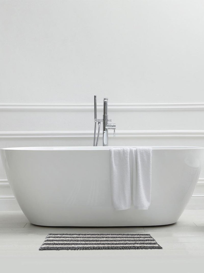 Guy Levasseur - Tapis de bain déco à rayures en polyester Gris - Kiabi