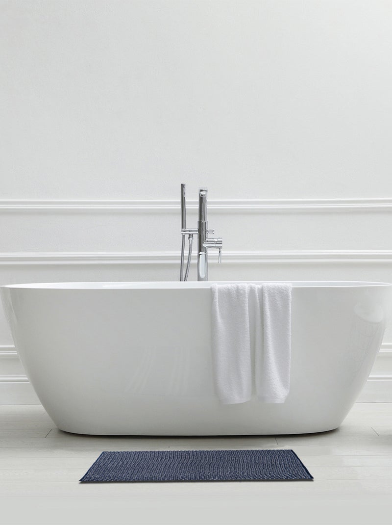 Guy Levasseur - Tapis de bain déco bouclette bicolore Bleu marine - Kiabi