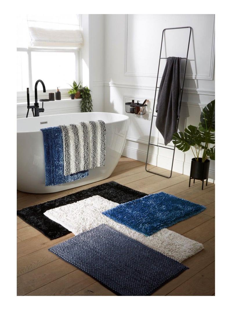 Guy Levasseur - Tapis de bain déco bouclette bicolore Bleu marine - Kiabi