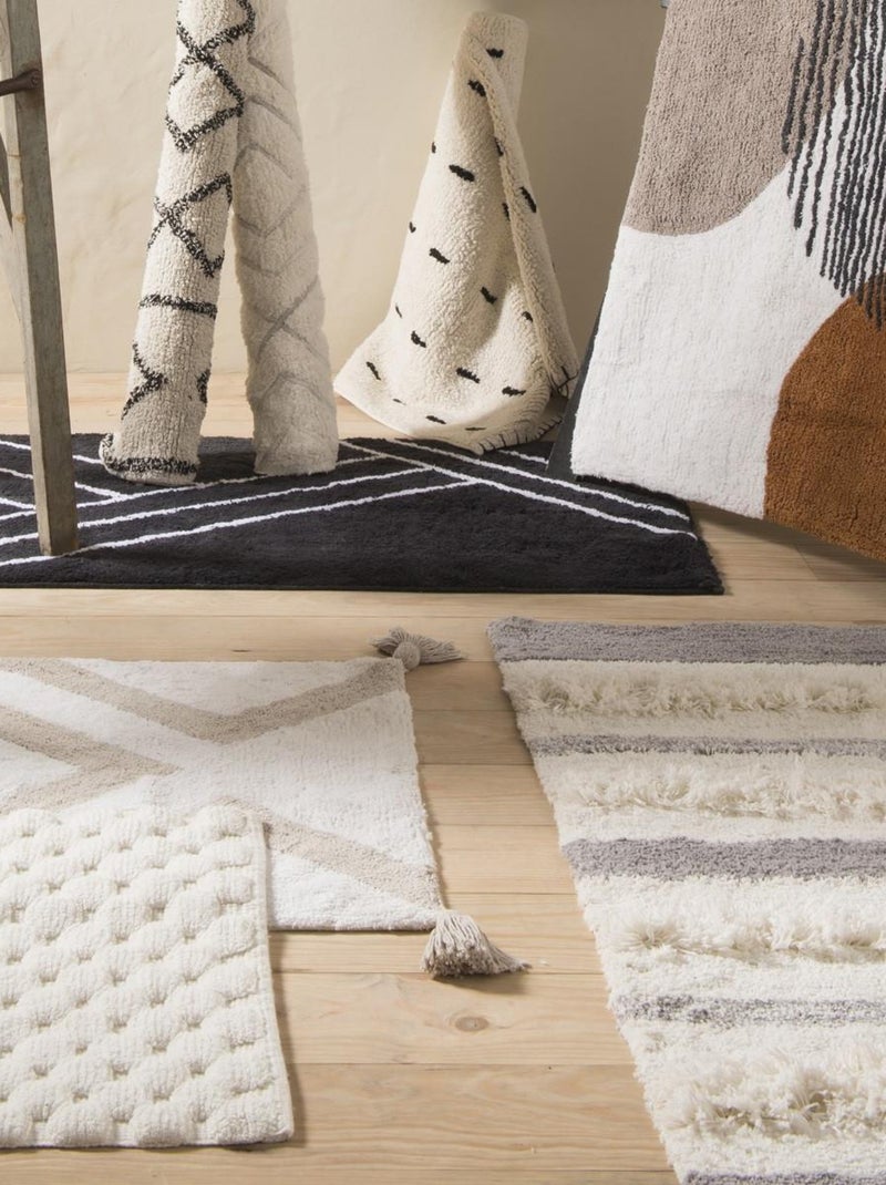 Guy Levasseur - Tapis de bain déco en coton tufté Blanc - Kiabi