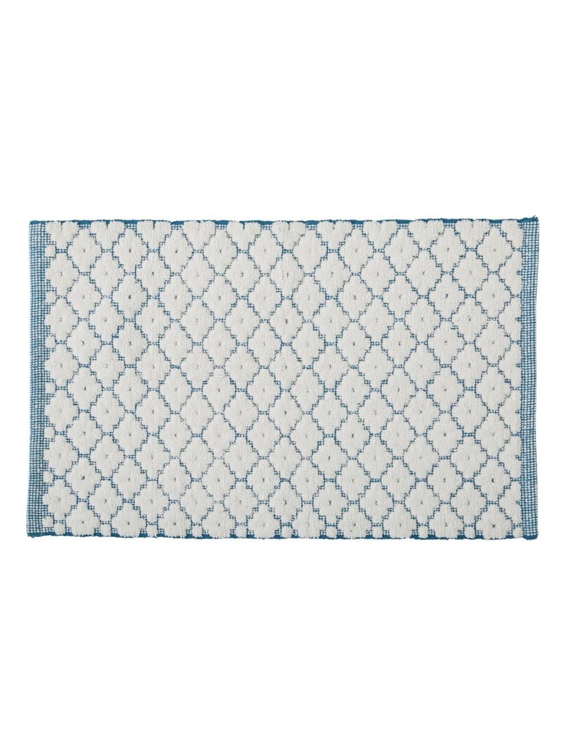 Guy Levasseur - Tapis de bain déco en coton tufté Bleu canard - Kiabi