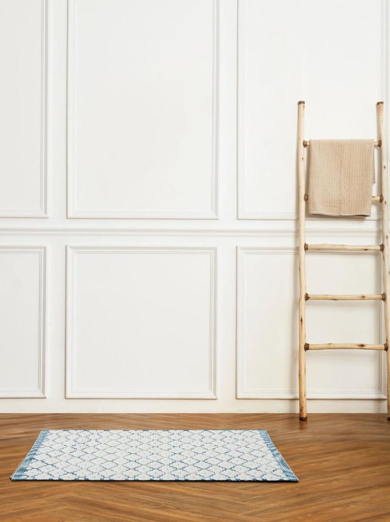 Guy Levasseur - Tapis de bain déco en coton tufté Bleu canard - Kiabi