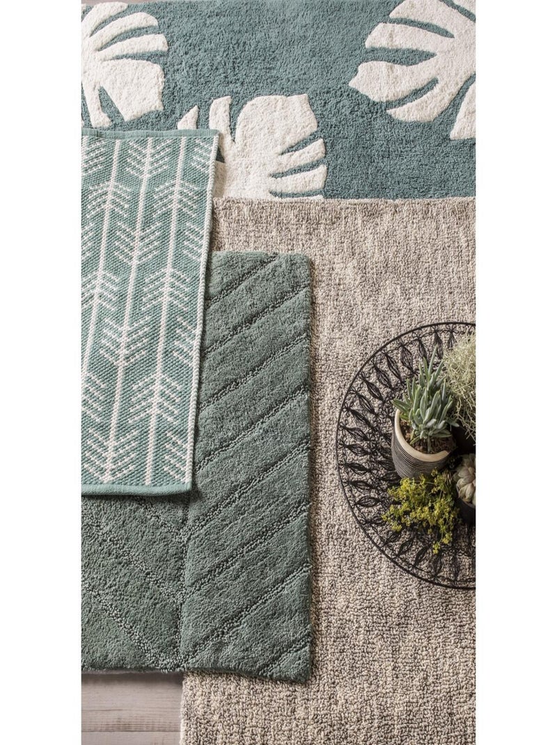 Guy Levasseur - Tapis de bain déco feuilles en coton tufté Vert - Kiabi