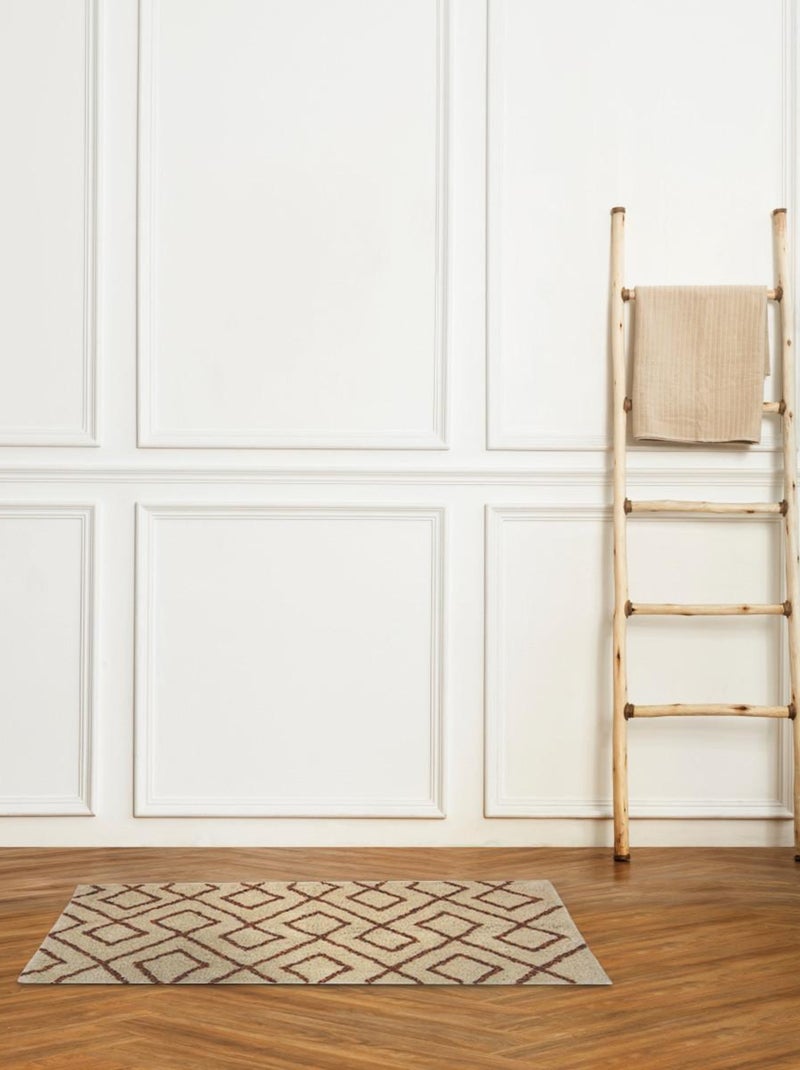 Guy Levasseur - Tapis de bain déco géométrique en coton beige Beige - Kiabi