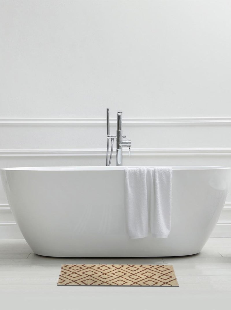 Guy Levasseur - Tapis de bain déco géométrique en coton beige Beige - Kiabi