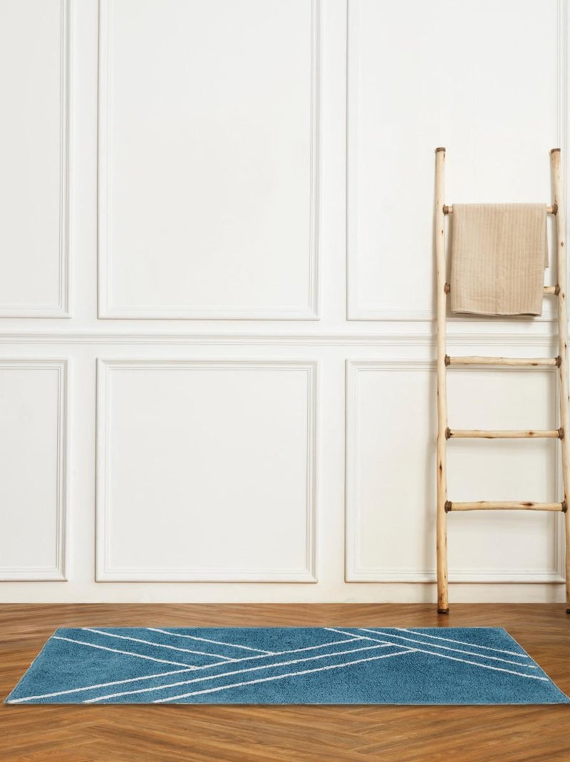 Guy Levasseur - Tapis de bain déco géométrique en coton Bleu - Kiabi