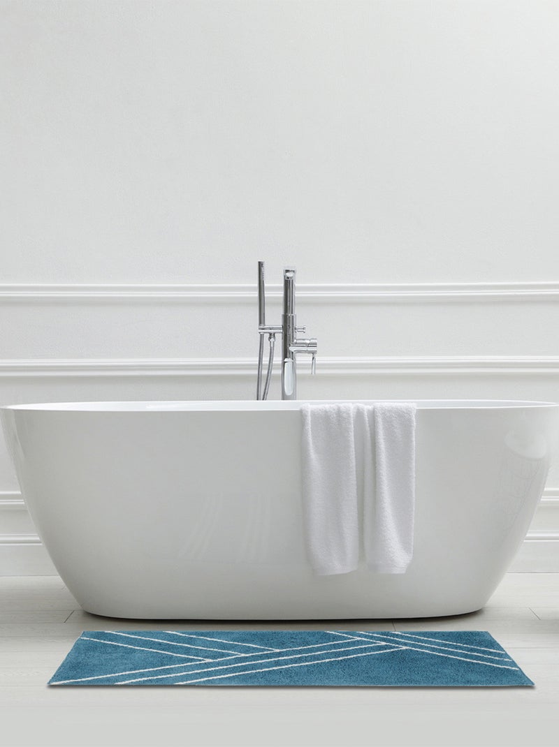 Guy Levasseur - Tapis de bain déco géométrique en coton Bleu - Kiabi