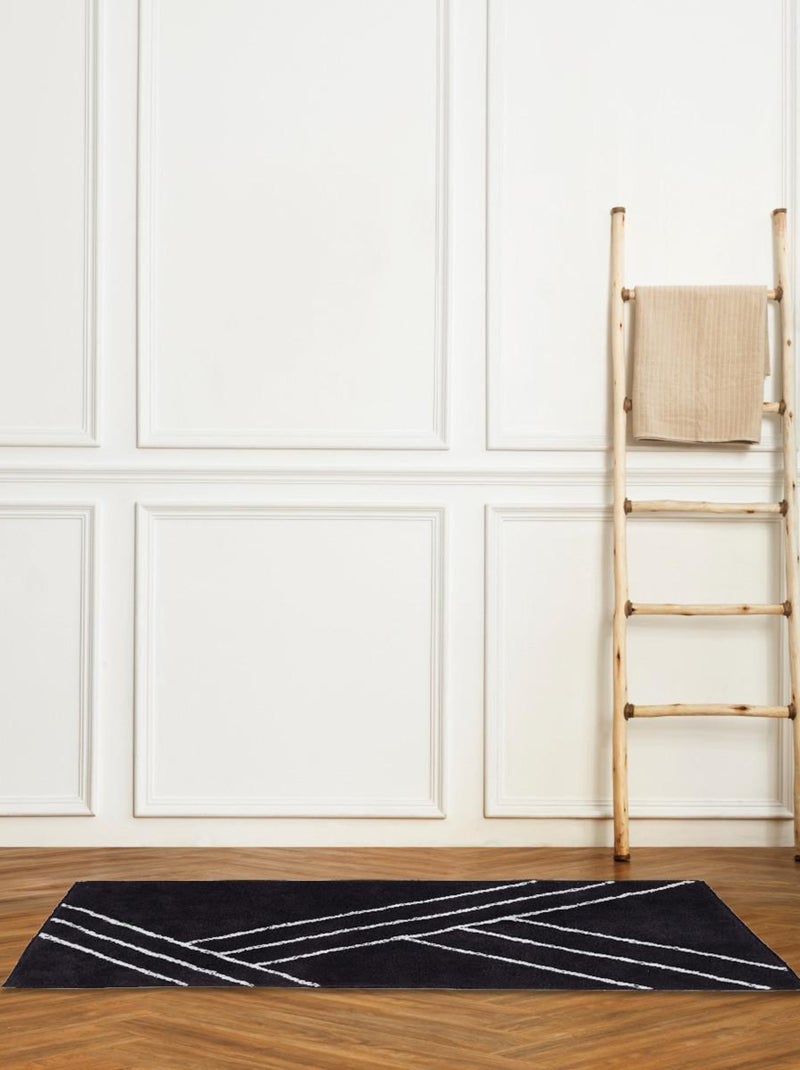 Guy Levasseur - Tapis de bain déco géométrique en coton Noir - Kiabi