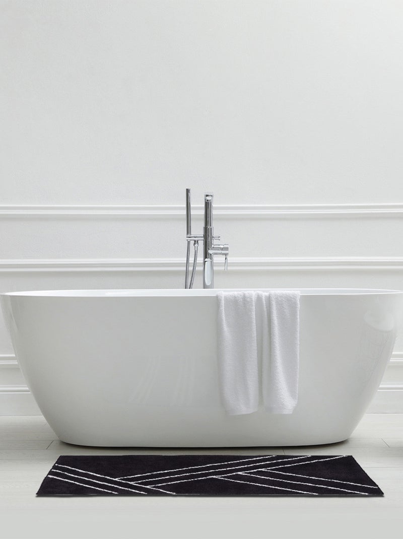 Guy Levasseur - Tapis de bain déco géométrique en coton Noir - Kiabi