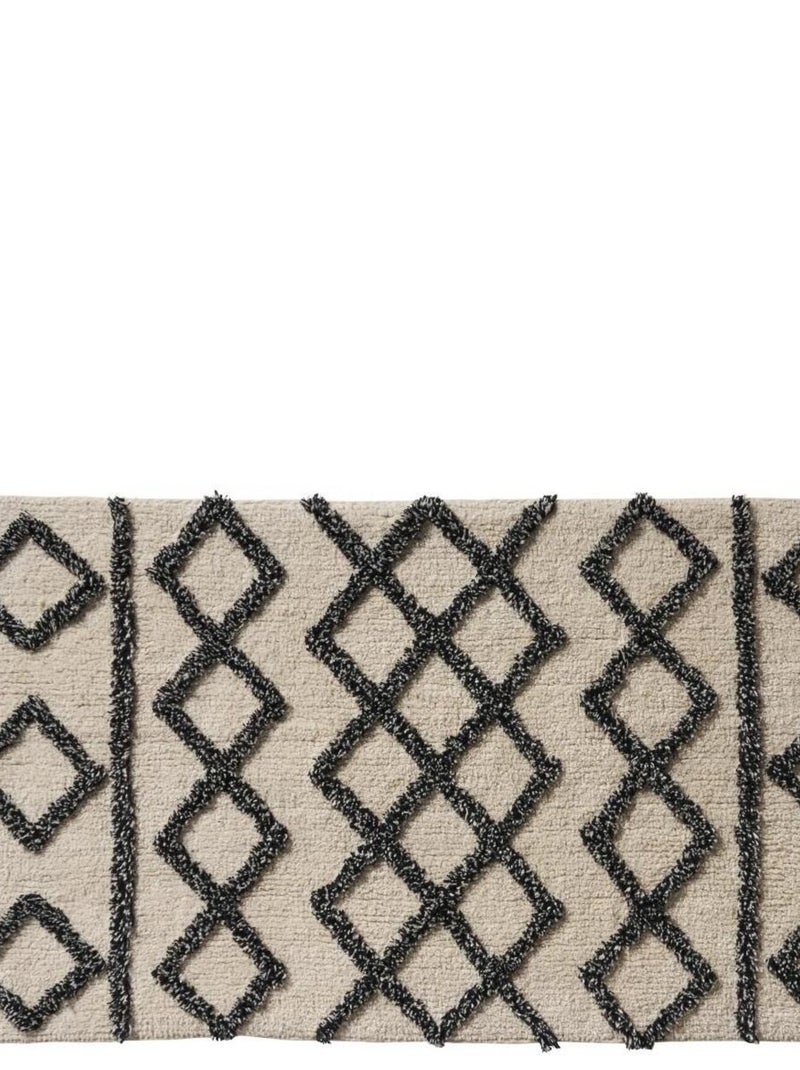 Guy Levasseur - Tapis de bain déco géométrique en coton tufté Noir - Kiabi