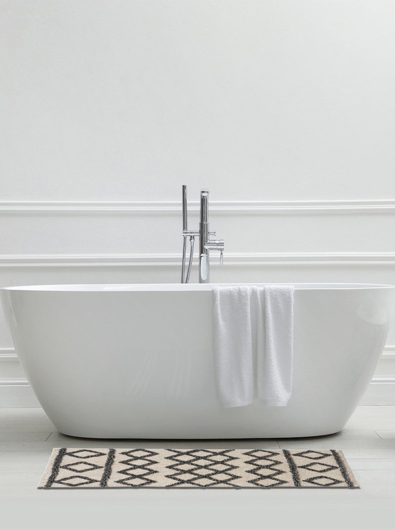 Guy Levasseur - Tapis de bain déco géométrique en coton tufté Noir - Kiabi