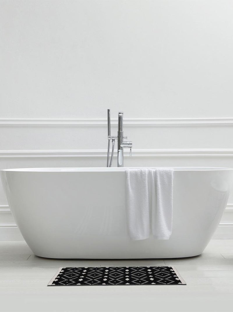 Guy Levasseur - Tapis de bain déco réversible en coton tissé Noir - Kiabi