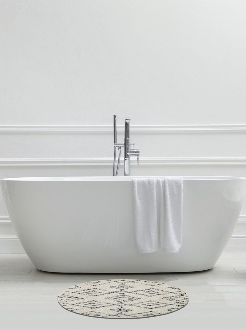 Guy Levasseur - Tapis de bain déco rond en coton tufté Beige - Kiabi