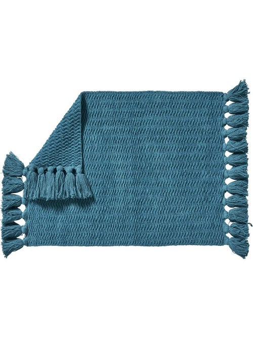 Guy Levasseur - Tapis de bain déco uni à pompons en coton chenille - Kiabi