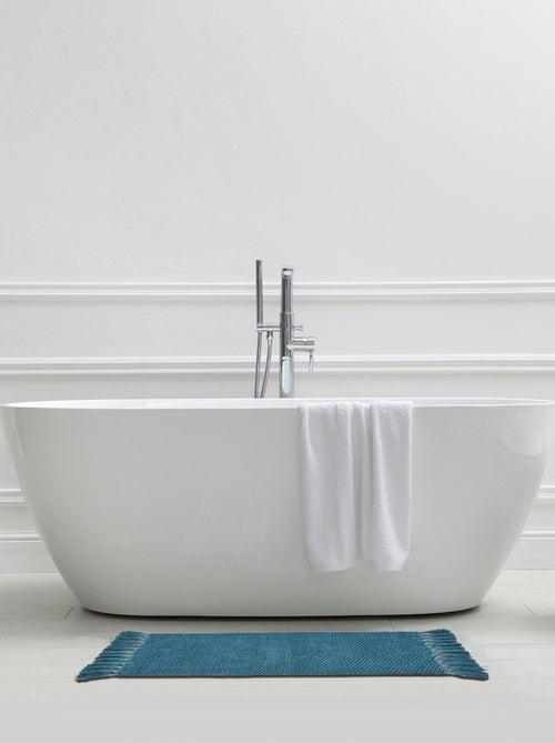 Guy Levasseur - Tapis de bain déco uni à pompons en coton chenille - Kiabi