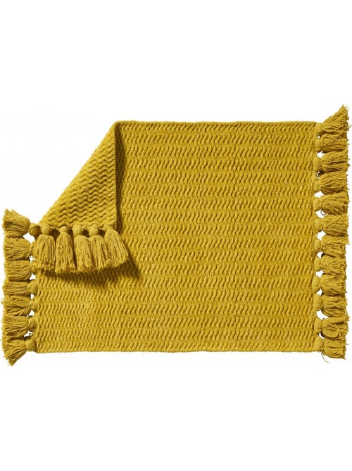 Guy Levasseur - Tapis de bain déco uni à pompons en coton chenille - Kiabi