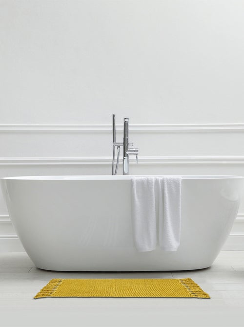 Guy Levasseur - Tapis de bain déco uni à pompons en coton chenille - Kiabi