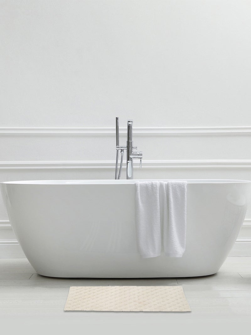 Guy Levasseur - Tapis de bain déco uni en coton Ecru - Kiabi