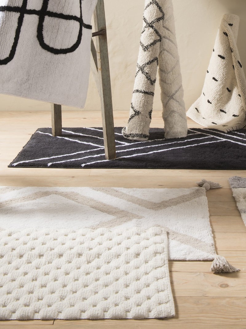 Guy Levasseur - Tapis de bain déco uni en coton Ecru - Kiabi