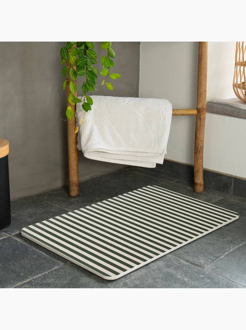 Guy Levasseur - Tapis de bain diatomite à rayures Vert - Kiabi