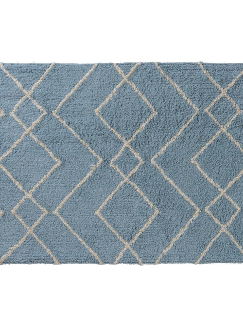 Guy Levasseur - Tapis de bain en coton fantaisie bleu - Kiabi
