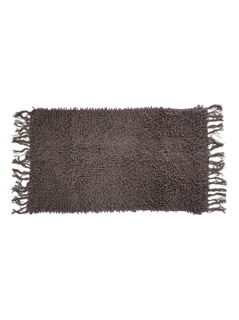 Guy Levasseur - Tapis de bain en coton uni à franges Gris taupe - Kiabi