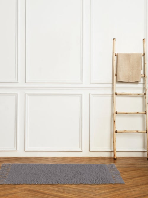 Guy Levasseur - Tapis de bain en coton uni à franges - Kiabi