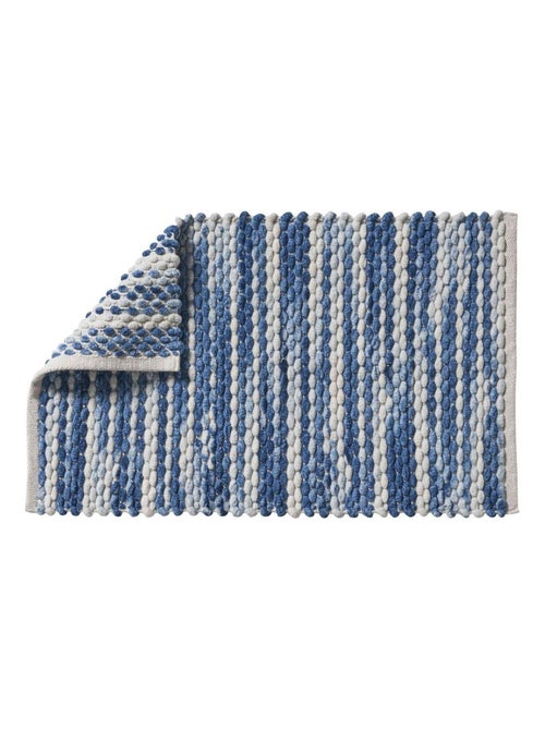 Guy Levasseur - Tapis de bain en polycoton fantaisie bleu et blanc - Kiabi