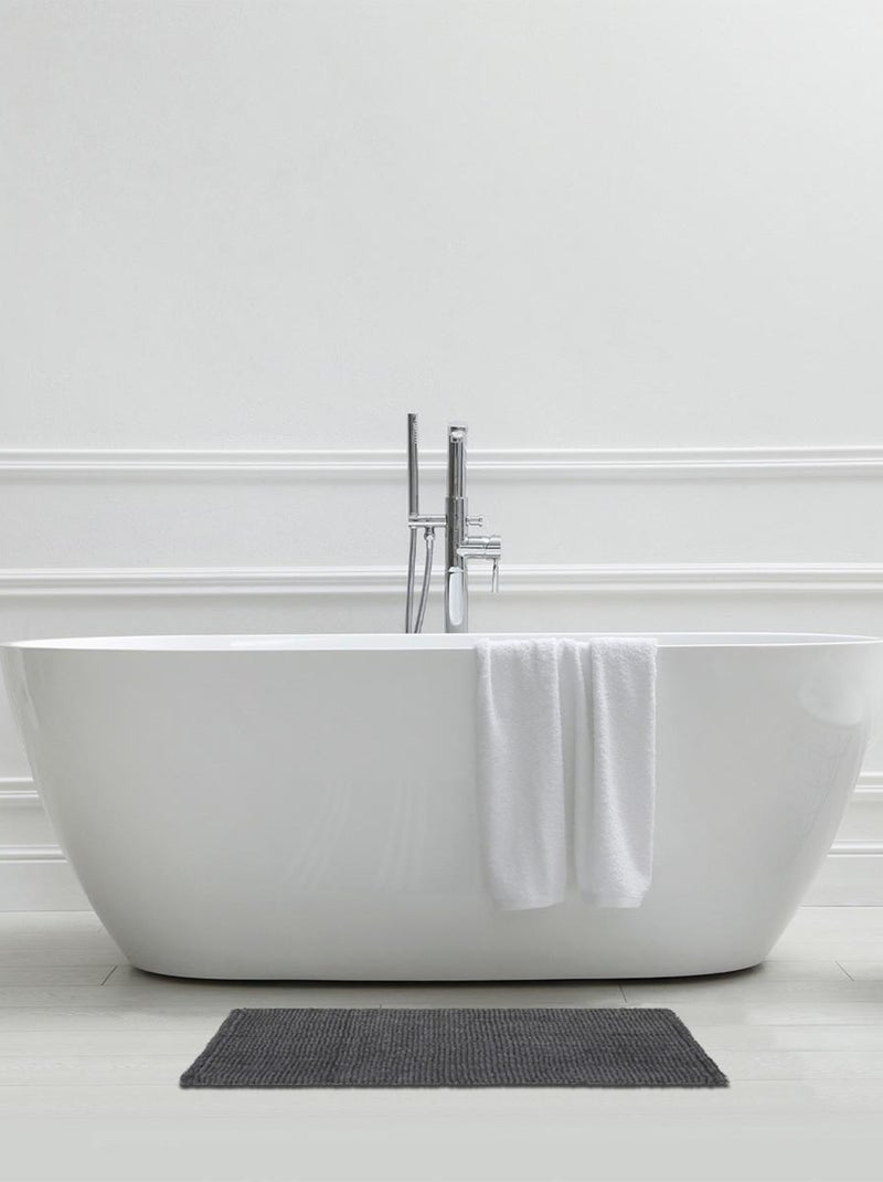 Guy Levasseur - Tapis de bain en polycoton uni gris anthracite - Kiabi
