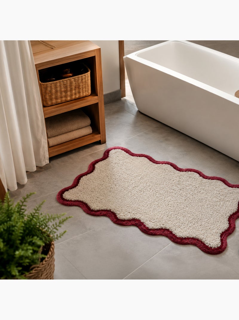 Guy levasseur - tapis de bain festonné 100% coton tufté Ivoire - Kiabi