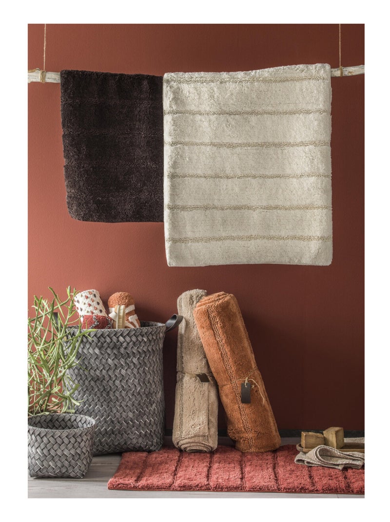 Guy Levasseur - Tapis de bain rectangulaire en coton uni Marron foncé - Kiabi