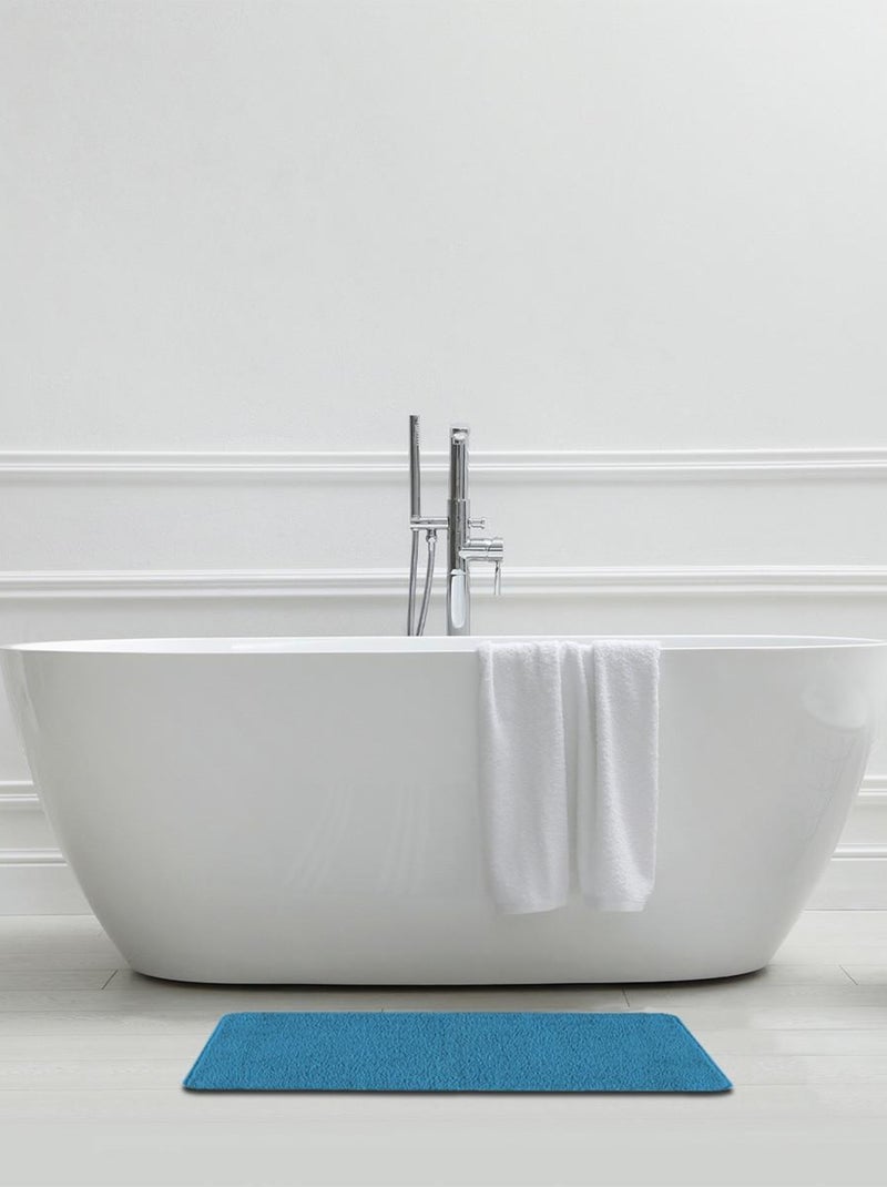 Guy Levasseur - Tapis de bain uni 50x80 en polyester Noir Bleu ciel Noir - Kiabi