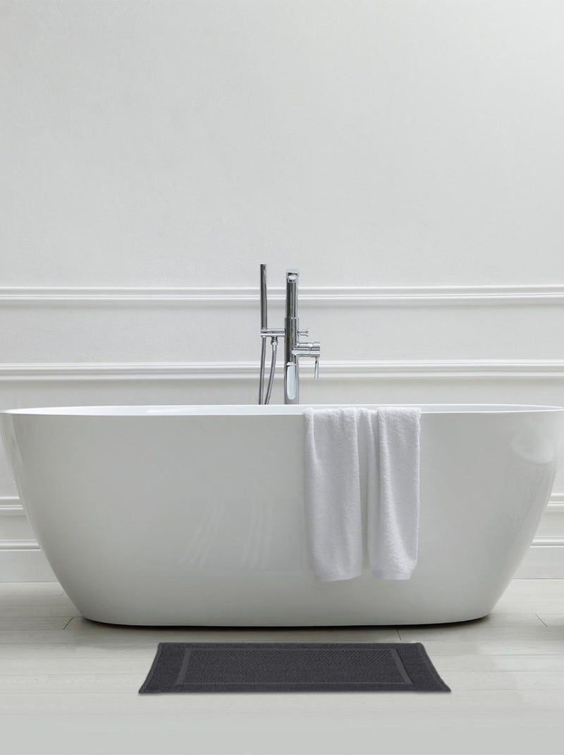 Guy Levasseur - Tapis de bain uni en coton éponge Oeko-Tex gris anthracite - Kiabi