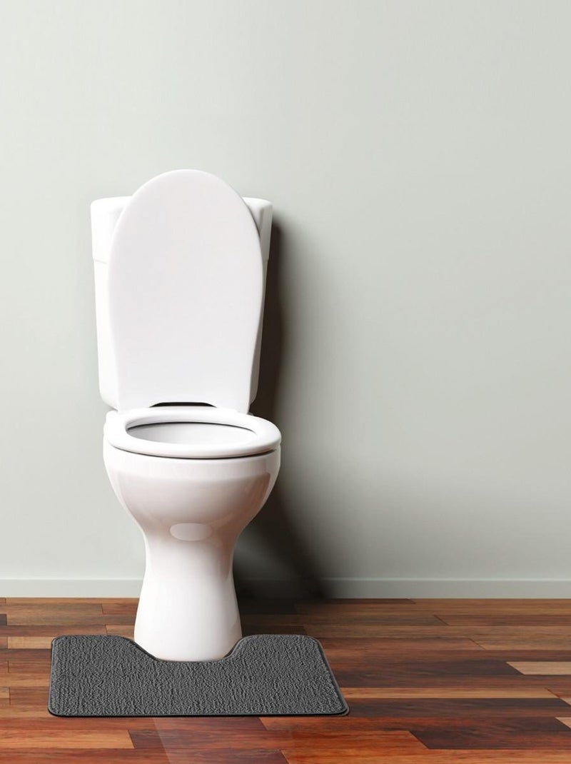 Guy Levasseur - Tapis de toilette uni en polyester gris anthracite - Kiabi