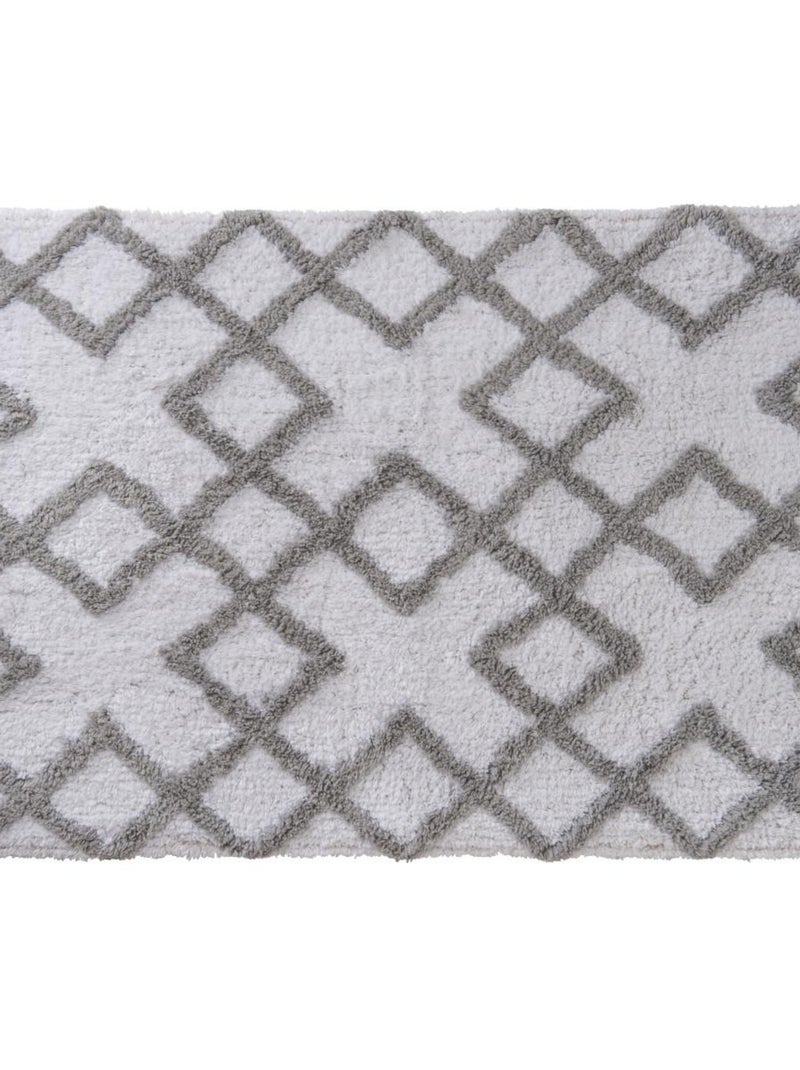 Guy Levasseur - Tapis déco doux à losanges en coton Blanc - Kiabi