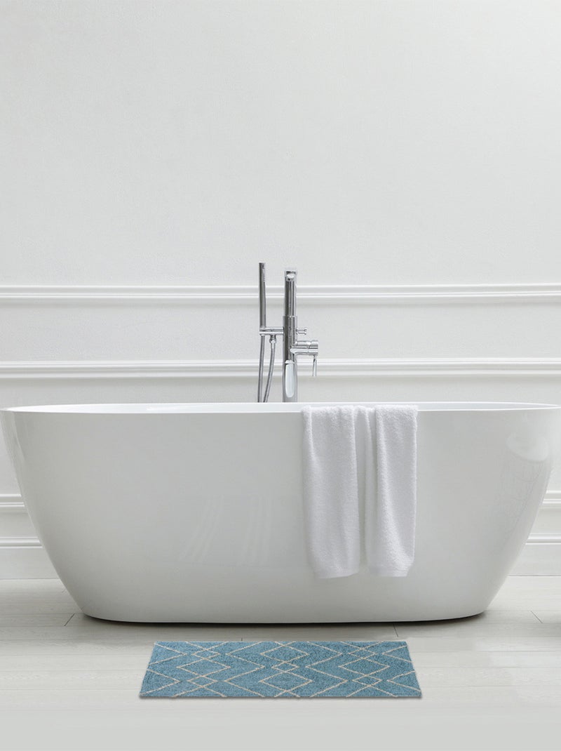 Guy Levasseur - Tapis déco en coton tufté fil doré Bleu - Kiabi