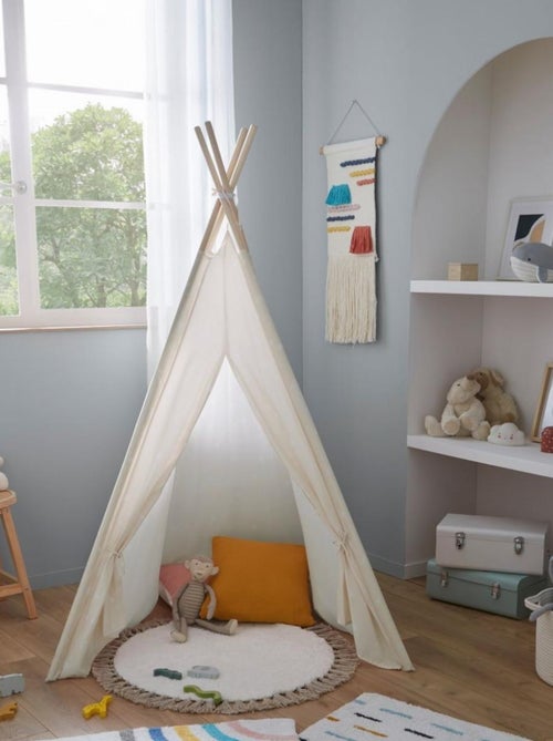 Guy Levasseur - Tapis déco enfant rond à pompons en coton - Kiabi