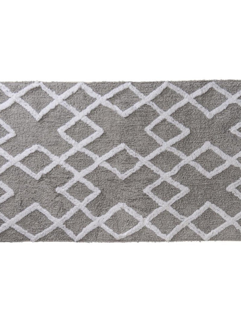 Guy Levasseur - Tapis déco épais  à losanges en coton Gris - Kiabi